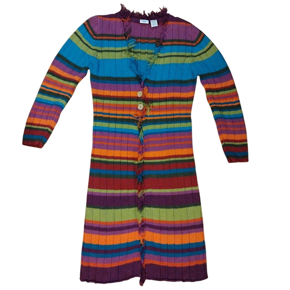 KRU Multicolored Striped Cardigan, Pink, Purple, Orange, Etc. Size 14 Juniors